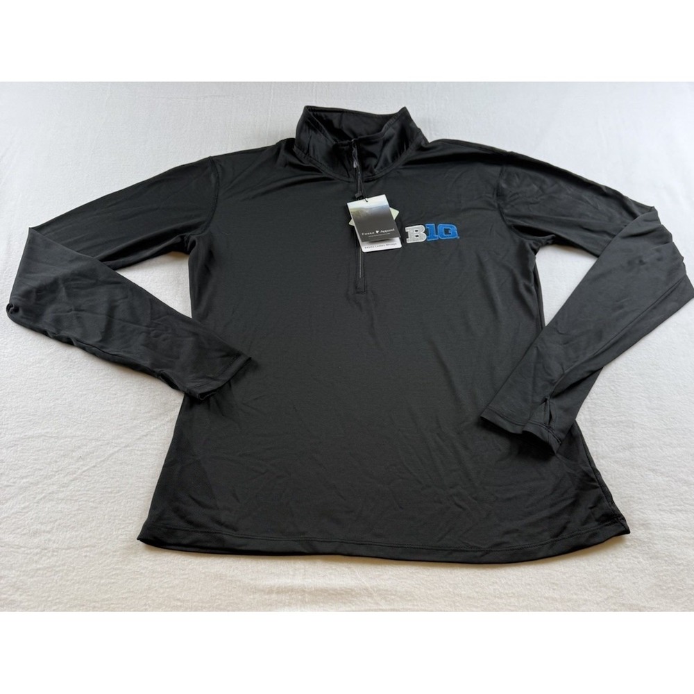 New B1G Logo Fossa Apparel Womens L #4502 Mirage 1/4 Zip Polyknit Pullover Black